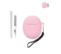 Custodia in silicone per auricolari Google Pixel Buds 2a, resistente agli urti, impermeabile, morbida e durevole, con cordino, portachiavi e strumento di pulizia, rosa