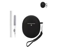 Custodia in silicone per auricolari Google Pixel Buds 2a, resistente agli urti, impermeabile, morbida e durevole, con cordino, portachiavi e strumento di pulizia, colore nero