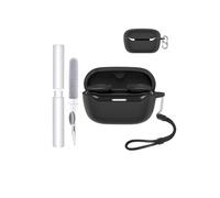 Custodia in silicone per auricolari JBL Endurance Race 2, antiurto, impermeabile, sottile e morbida, con cordino, portachiavi e kit di pulizia, colore nero