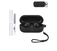 Custodia in silicone per auricolari Sony WF-C510, antiurto, impermeabile, sottile e morbida, con cordino, portachiavi e kit di pulizia, colore nero