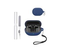 Custodia in silicone per auricolari SoundPEATS Air5 Pro Plus, resistente agli urti, impermeabile, morbida e durevole, con cordino, portachiavi e strumento di pulizia, blu