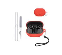 Custodia in silicone per auricolari SoundPEATS Air5 Pro Plus, resistente agli urti, impermeabile, morbida e durevole, con cordino, portachiavi e strumento di pulizia, rosso