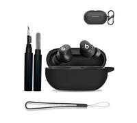 Custodia in silicone per Beats Solo Buds 2024, comoda, portatile, antigraffio, impermeabile, resistente alle cadute, viene fornita con kit di pulizia, moschettone, cordino nero/rosso/verde/bianco