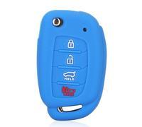 Custodia In Silicone Per Chiavi Auto Per Hyundai Per Solaris Ix35 Ix45 Per ELANTRA Per Santa Fe HB20 Per Verna 4 Pulsanti Copri Chiave(Blue)