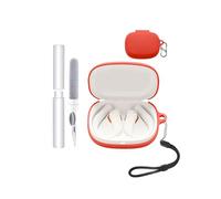 Custodia in silicone per cuffie JBL Endurance Peak 4 aperte, resistente agli urti, impermeabile, morbida e durevole, con cordino, portachiavi e strumento di pulizia, rosso