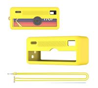 Custodia in silicone per Kodak Charmera portachiavi fotocamera digitale, custodia protettiva morbida custodia protettiva in silicone antiurto protezione completa con cordino, Giallo, Semplice
