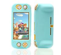 Custodia in silicone per Nintendo Switch lite, custodia protettiva per Nintendo Switch lite con pellicola proteggi schermo e 6 impugnature per pollice, motivo Animal Crossing blu