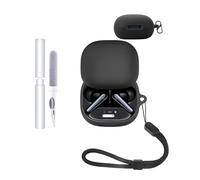 Custodia in silicone per soundcore Liberty 5 by Anker - Resistente agli urti, impermeabile, morbida e durevole, con cordino, portachiavi e strumento di pulizia, colore nero