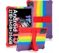 Custodia in silicone per tablet Blackview Tab 90 WiFi da 11 pollici con copertura completa, antiurto, antigraffio, supporto regolabile e cover in morbido silicone, arcobaleno
