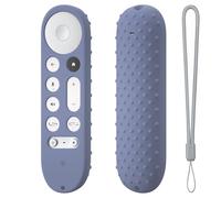 Custodia in silicone per telecomando Coperture protettive Per Google TV Streamer 4K TV 2024 per Google GY3LE Anti-urto anti-caduta Custodie per controller remoto con cordino (Grigio lavanda)