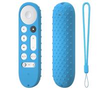 Custodia in silicone per telecomando Coperture protettive Per Google TV Streamer 4K TV 2024 per Google GY3LE Anti-urto anti-caduta Custodie per controller remoto con cordino (Blu chiaro)