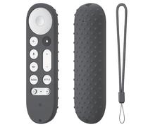 Custodia in silicone per telecomando per Google TV Streamer 4K TV 2024 per Google GY3LE, custodia protettiva di ricambio per controller vocale intelligente, con cordino (Grigio scuro)