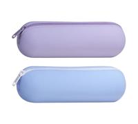 Custodia in silicone per trucco, portatile, borsa da bagno, viaggio Makeup Brush Holder, impermeabile e flessibile, multifunzione per cosmetici, penne, e markers, 8,66 x 2,36 x 2,76 cm, viola, Se