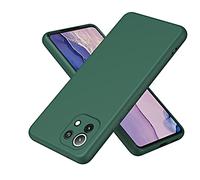 Custodia in silicone per Xiaomi Mi 11 Lite, ultra sottile, antiurto, protettiva, in silicone liquido, con morbida fodera in microfibra antigraffio (verde scuro)