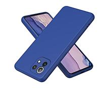 Custodia in silicone per Xiaomi Mi 11 Lite, ultra sottile, antiurto, protettiva in silicone liquido, custodia protettiva con morbida fodera in microfibra antigraffio (blu)