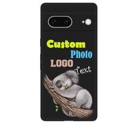 Custodia in silicone personalizzata personalizzata per Google Pixel 7 con logo del nome della foto, custodia paraurti in gomma gel liquido nera con morbida fodera in microfibra cuscino guscio sottile