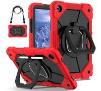 Custodia in silicone resistente per Samsung Galaxy Tab A9Plus11" (2023SM-X210/X216/X218) - Supporto girevole, portapenna, tracolla, rosso+nero