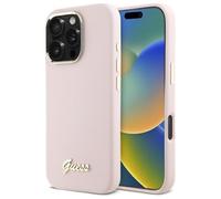 Custodia Guess per iPhone 16 Pro Max 6,9 rosa Custodia rigida in silicone Script Metal Logo & Frame - Nouvo