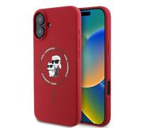 Custodia in silicone rosso MagSafe di Karl Lagerfeld per iPhone 16 Plus