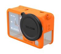TELESIN Custodia protettiva in silicone per DJI Osmo Action 6, con copriobiettivo e cordino, antiscivolo, antipolvere, antiurto, antigraffio, lavabile, colore: arancione