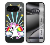Custodia in silicone trasparente per Google Pixel 10/10 Pro 5G design unicorno disegni