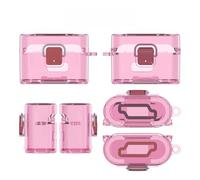 Custodia in TPU auricolari per Sony WF-1000XM6 protezione completa, resistente ai graffi, con supporto per telefono e moschettone, Trasparente rosa
