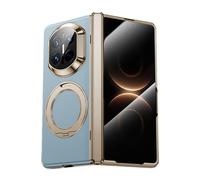 Custodia in Vera Pelle Per Huawei Mate X7, Con Anello Magnetico, Cerniera Placcata, Design Sottile, Pellicola Protettiva Per Lo Schermo E Protezione Per La Fotocamera.,Blue