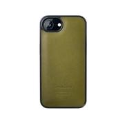 Custodia in vera pelle per iPhone 16e, cachi, pelle Tochigi premium con design Grip Made In Japan Orange