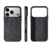 Custodia in vera pelle scamosciata Alcantara per iPhone 18 Pro - Dark Gray | Compatibile con MagSafe, pelle scamosciata italiana, fatto a mano, ultrasottile, delicato al tatto, antiscivolo