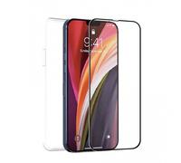 Custodia in vetro morbido Muvit for Change+protezione piatta in vetro temperato cornice nera per iPhone 13 Pro