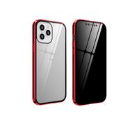 Custodia integrale anti-spionaggio, vetro temperato trasparente con paraurti in metallo, cover per la privacy compatibile con iPhone 12/12 Max/12