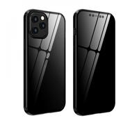 Custodia integrale anti-spionaggio, vetro temperato trasparente + paraurti in metallo, cover per la privacy compatibile con iPhone 12/12 Max/12