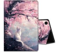 Custodia intelligente per Samsung Galaxy Tab A11 Plus 2026 e Galaxy Tab A9+ 11", visualizzazione multi-angolo e accensione automatica/sonno, gatto in fiore di ciliegio
