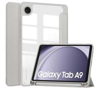 Custodia intelligente per Samsung Galaxy Tab A9 8,7" 2023 retro trasparente, spegnimento automatico/sveglia, con supporto per penna S, slim fit, leggera, antiurto, con supporto per tablet, bianco