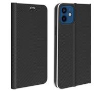 Custodia iPhone 12 / 12 Pro Effetto Carbonio Portacarte Funzione supporto nero