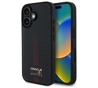 Custodia IPHONE 16 Plus Red Bull Corsa Carbonio Look Magsafe Logo Nero Rosso