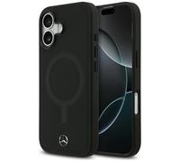 Custodia iPhone 17 Mercedes In Vera Pelle Nera Con Logo In Metallo MagSafe
