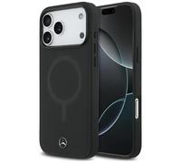 Custodia IPHONE 17 Pro Max Mercedes Vera Pelle Nero Logo Metallo Magsafe