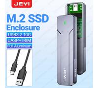 Custodia JEYI M.2 NVMe SATA SSD, USB 3.2 Gen 2 10 Gbps o 6 Gbps NGFF M-Key B-Key Custodia esterna in alluminio M.2 Supporto Trim UASP