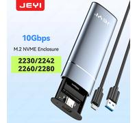 Custodia JEYI M.2 NVMe/SATA SSD - USB 3.2 Gen2 senza attrezzi in alluminio 10 Gbps per SSD 2280 (compatibile con 2230/2242/2260)