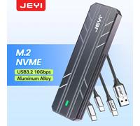 Custodia JEYI M.2 NVME SATA SSD, USB C 3.2 Gen 2 10 Gbps o 6 Gbps SATA M-Key (chiave B+M) Lettore SSD Custodia per disco rigido a doppio protocollo