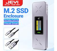 Custodia JEYI Visual Smart M.2 NVMe / SATA SSD, USB 3.2 Gen 2 10 Gbps, custodia adattatore M2 esterna con supporto M-Key B+M Key UASP Trim