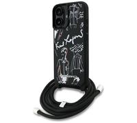 Custodia Karl Lagerfeld Crossbody Grained Logo per iPhone 16, nera - Nouvo