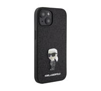 Custodia Karl Lagerfeld Glitter Metal Pin Ikonik Logo, Nero - iPhone 15 / 14 / 13