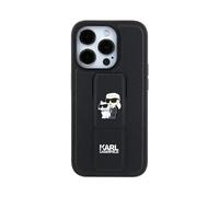 Custodia Karl Lagerfeld Gripstand Saffiano Karl & Choupette Pins, nero - iPhone 11