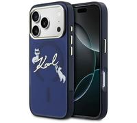 Custodia Karl Lagerfeld IML Choupettes Karl Script Logo MagSafe per iPhone 17 Pro, blu - Nouvo
