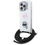 Custodia Karl Lagerfeld IML Crossbody Karl&Choupette Head per iPhone 16 Pro Max, bianco - Nouvo