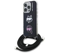 Custodia Karl Lagerfeld IML Crossbody Karl&Choupette Head per iPhone 16 Pro, nera - Nouvo