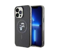 Custodia Karl Lagerfeld Karl & Choupette Glitter MagSafe, nera - iPhone 15 Pro Max