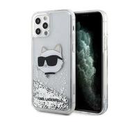 Custodia Karl Lagerfeld Liquid Glitter Choupette Head, argento - iPhone 12 / 12 Pro